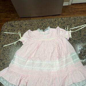 Pink Lace Trim Kids Dress